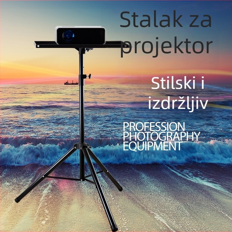 Crni dugi stalak za projektor, prenosivi podni trokutasti nosač projektora, podesiv i produživi
