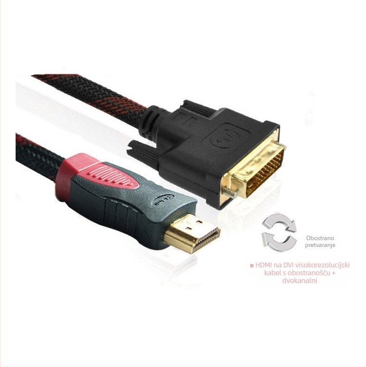 HDMI–DVI adapter kabel, obostrana konverzija, duljina 1,5 m, zlatni konektori, pogodan za TV/monitor/projektor