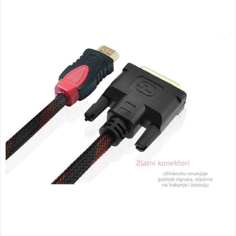 HDMI–DVI adapter kabel, obostrana konverzija, duljina 1,5 m, zlatni konektori, pogodan za TV/monitor/projektor