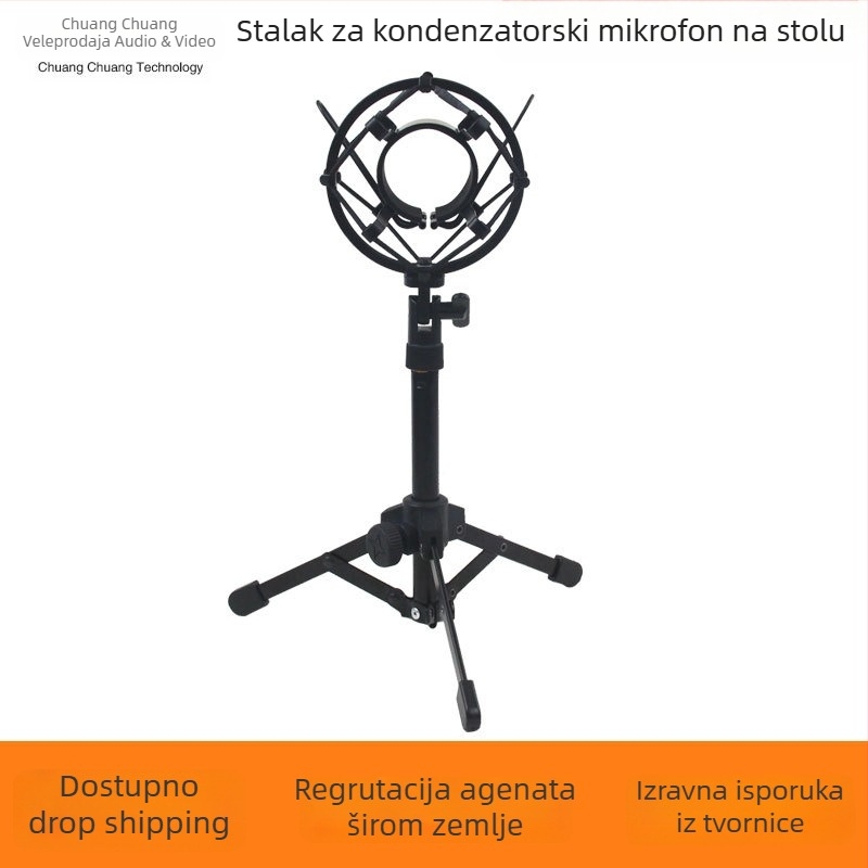 Shadow Fiber E09 Stalak za Mikrofon – Desktop Tripod za Bežične i Kondenzatorske Mikrofona, Sa Držačem za Telefon