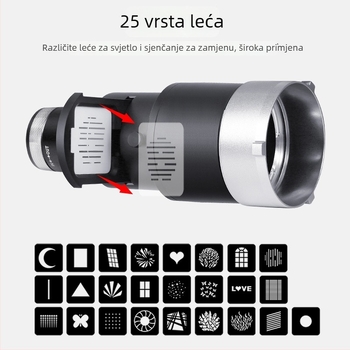 YONGEER LG-80PRO kondenzacijski cilindar za studijsko osvjetljenje – aluminijska legura, maksimalno opterećenje 2–5 kg, težina 1 kg