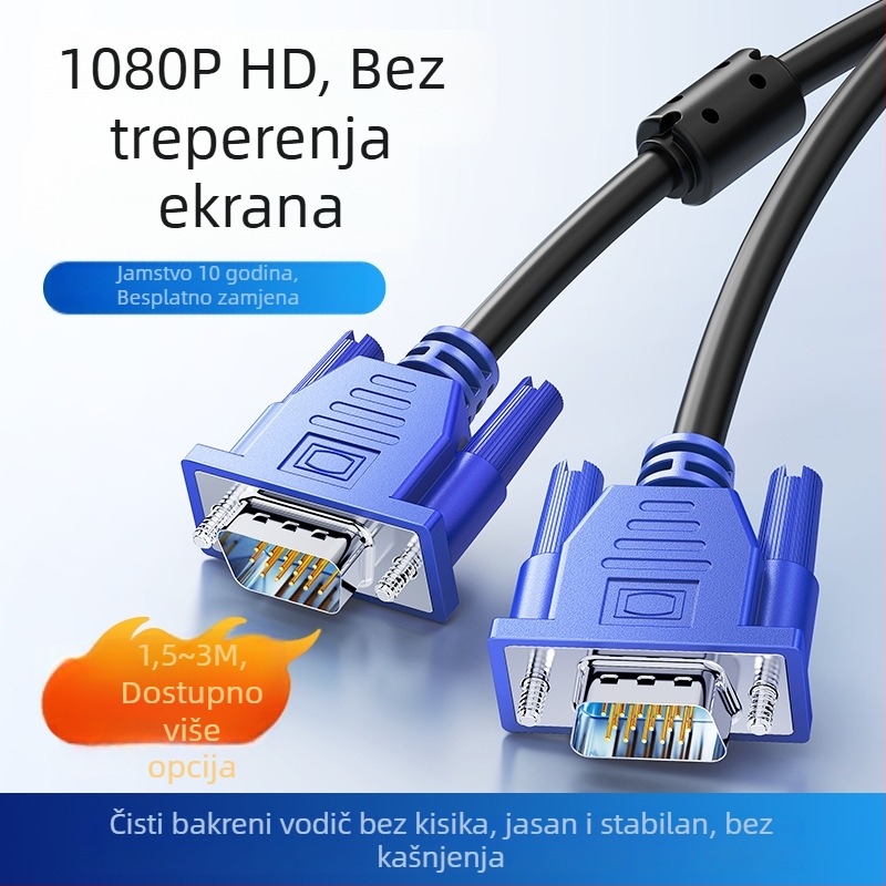 VGA kabel duljine 1,5 m za prijenosno računalo, monitor i projektor