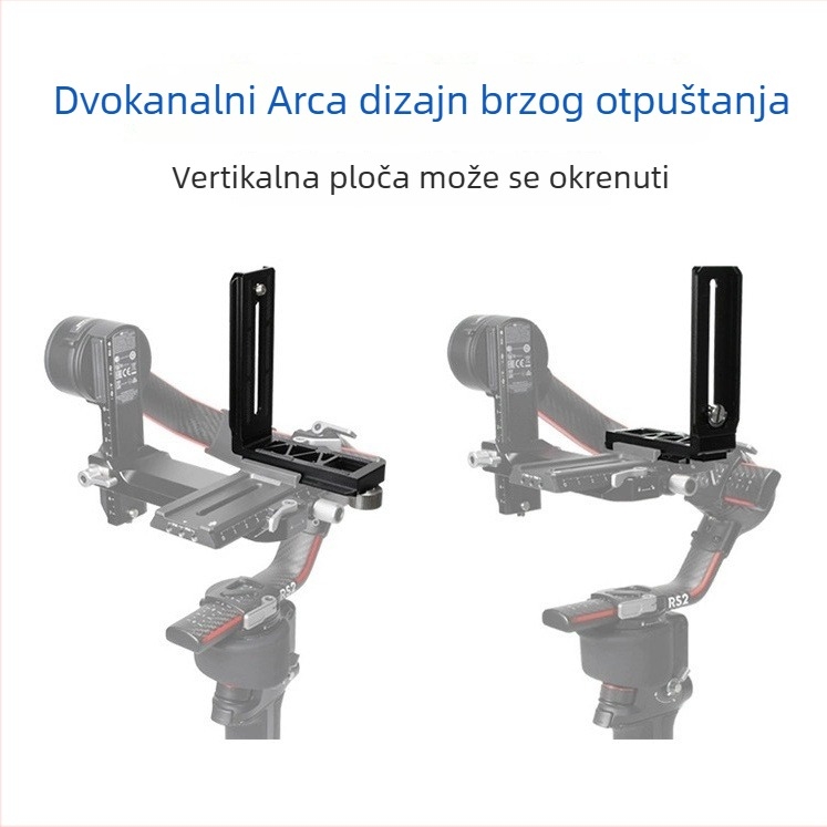 L-oblika pločice za oslobađanje za RS3/RS4, za vertikalno snimanje, aluminijska legura, maksimalno opterećenje ispod 2 kg, težina 67 g
