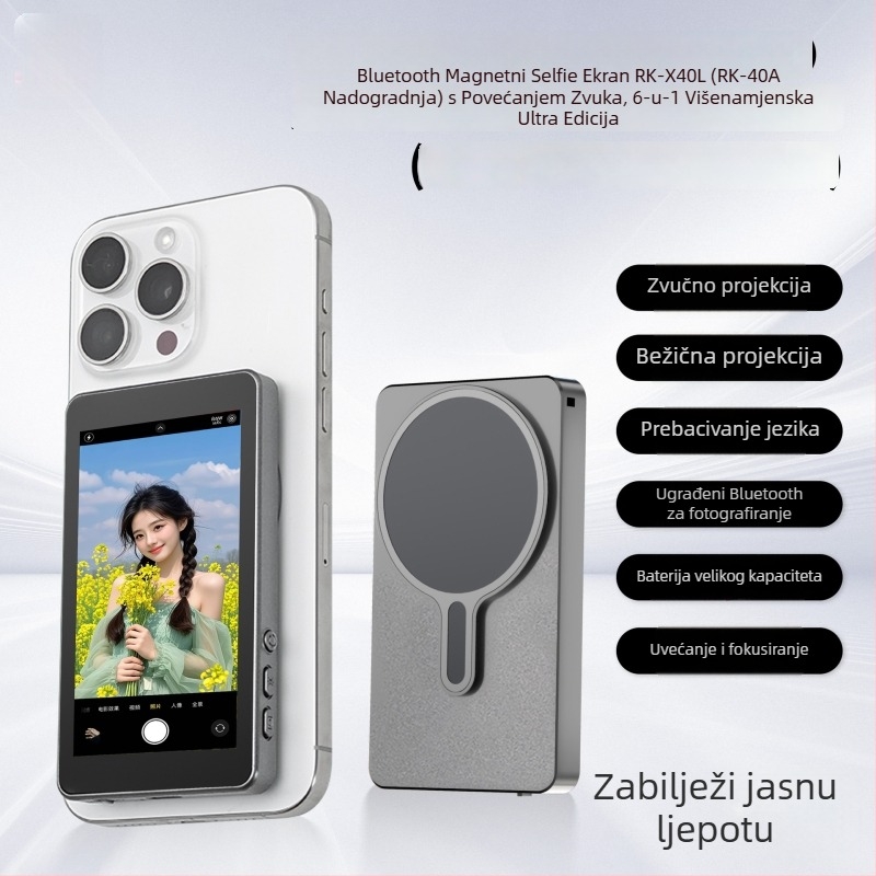 Uređaj za zrcaljenje selfie zaslona mobitela s magnetskim stražnjim zaslonom — verzija T2 Upgrade, kompatibilno s iPhone, PC kućište, nosivost do 2 kg