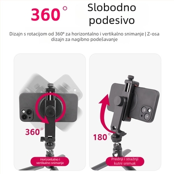 Klip za mobitel s rotirajućim višestrukim kutem, nosač na hladnu obuza DSLR, horizontalno i vertikalno prijenos uživo