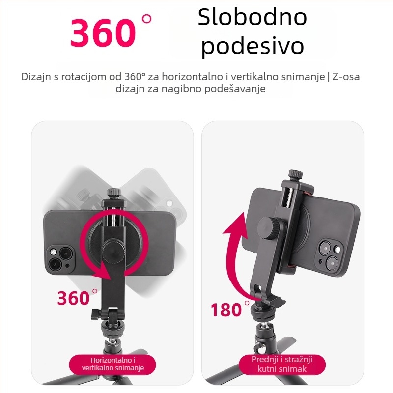 Klip za mobitel s rotirajućim višestrukim kutem, nosač na hladnu obuza DSLR, horizontalno i vertikalno prijenos uživo