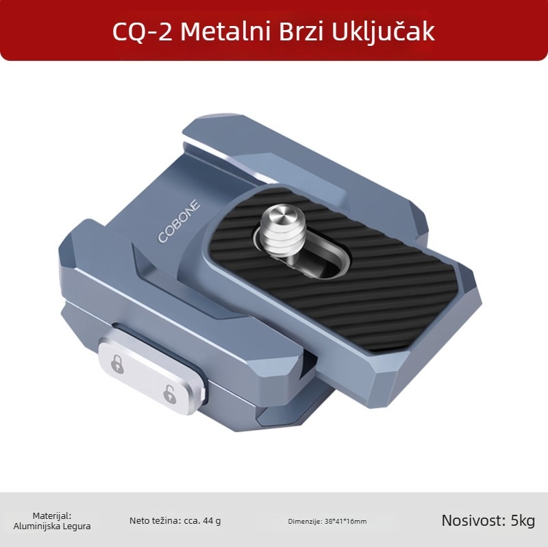 Adapter baze za brzo oslobađanje od aluminijske legure CQ-2 – za mobilne telefone, bezzrcalne kamere i DSLR, nosivost 2–5 kg