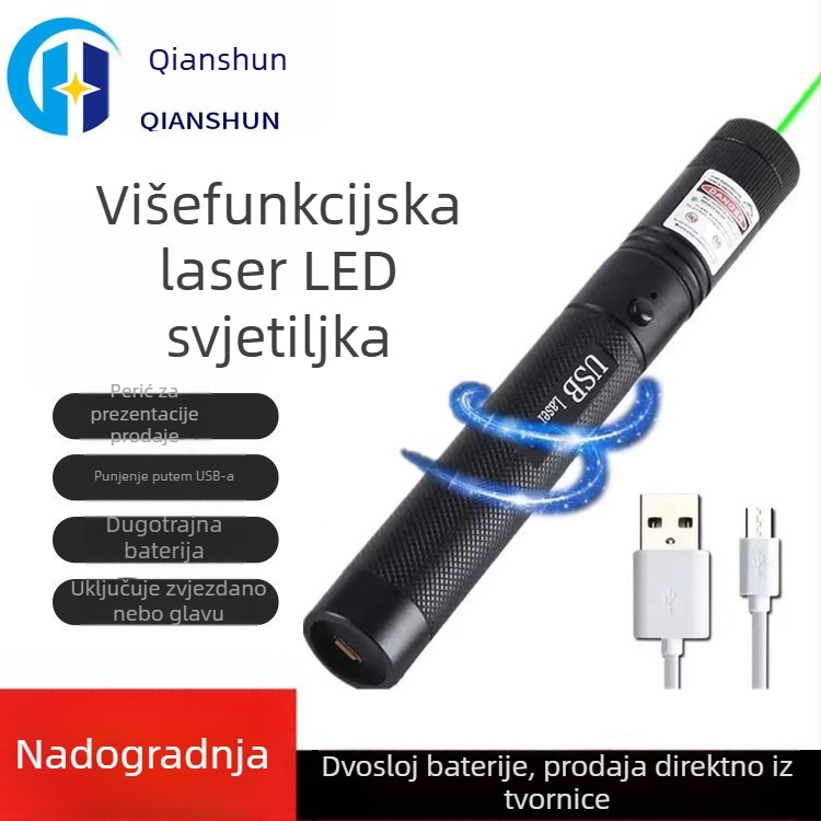 Lanterna s laserom s USB punjenjem (50W, 5800mAh baterija, 360° rotacija, domet preko 500 m)