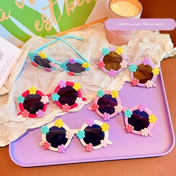 Dječje sunčane naočale, okrugli okvir s cvjetnim motivom, polarizirano UV380, okvir s klipsom, proljeće 2025