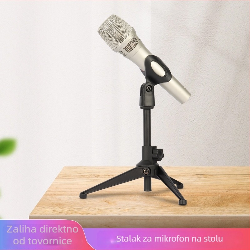 Stalak za mikrofon s teleskopskim podizanjem — metalni držač za mikrofon, telefon i projektor