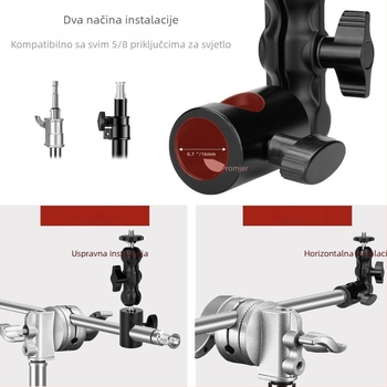 Stativ/PTZ nosač od aluminijske legure, univerzalni nosač monitora i stezaljka za vodoravnu/okom cijev, nosivost do 2 kg