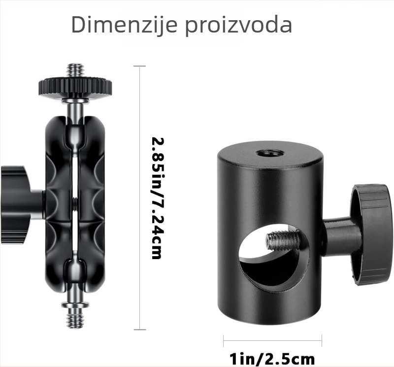 Stativ/PTZ nosač od aluminijske legure, univerzalni nosač monitora i stezaljka za vodoravnu/okom cijev, nosivost do 2 kg