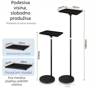 Univerzalni metalni stalak za projektor s kružnim diskom i gimbal glavom, teleskopski podesiv, bez bušenja (Model M021)