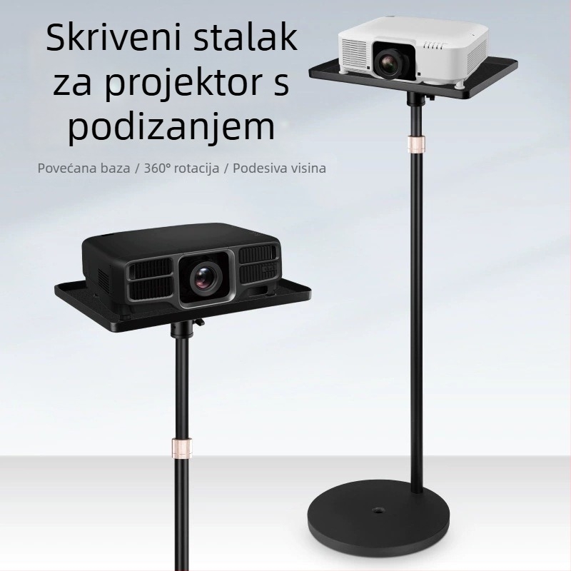 Univerzalni metalni stalak za projektor s kružnim diskom i gimbal glavom, teleskopski podesiv, bez bušenja (Model M021)