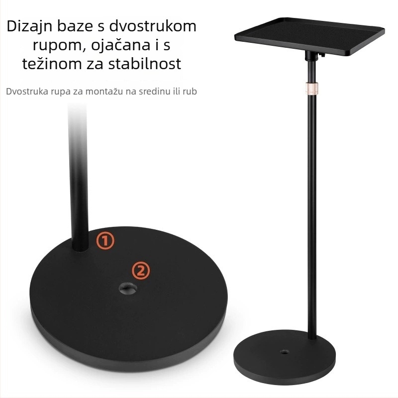 Univerzalni metalni stalak za projektor s kružnim diskom i gimbal glavom, teleskopski podesiv, bez bušenja (Model M021)
