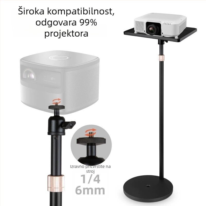 Univerzalni metalni stalak za projektor s kružnim diskom i gimbal glavom, teleskopski podesiv, bez bušenja (Model M021)