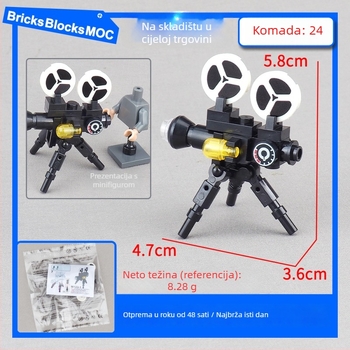 Mini stalak za projektor s blokovima za sklapanje – scena sastavljanja, DIY, ABS plastika, male komponente, pakiranje vrećica, uzrast 15–35