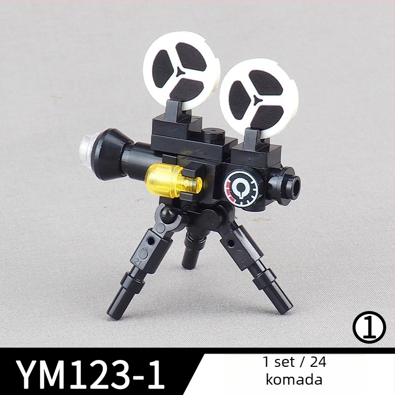 Mini stalak za projektor s blokovima za sklapanje – scena sastavljanja, DIY, ABS plastika, male komponente, pakiranje vrećica, uzrast 15–35