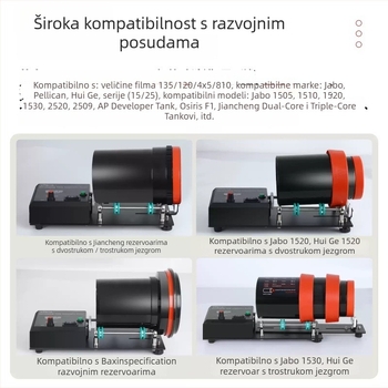 Električni stalak s kotačićem za tankove za razvoj filma, čelična konstrukcija, nosivost 6–10 kg, kompatibilan s tankovima 135/120/4x5/8x10 te serijama Jobo/Baile/Higago 15/25