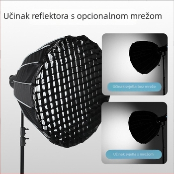 Parabolični duboki softbox za mekano svjetlo, model KFT030, materijal: aluminijska legura, nosivost 2–5 kg, težina 2,1 kg
