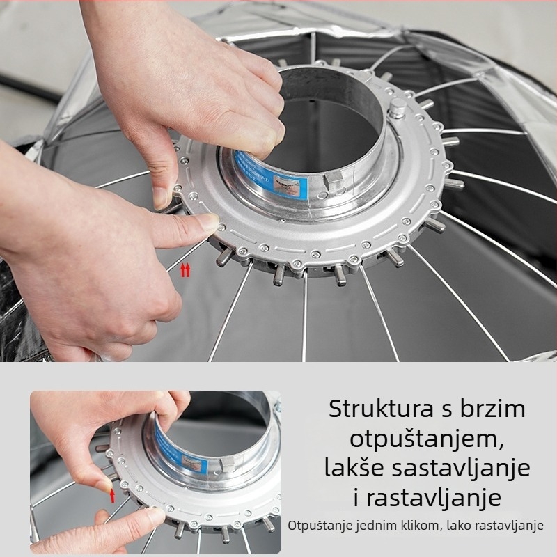 Parabolični duboki softbox za mekano svjetlo, model KFT030, materijal: aluminijska legura, nosivost 2–5 kg, težina 2,1 kg