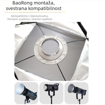 Četverostrani softbox s Bowens nosačem za fotografsku lampu, od reflektirajućeg fleksibilnog platna, nosivost do 2 kg