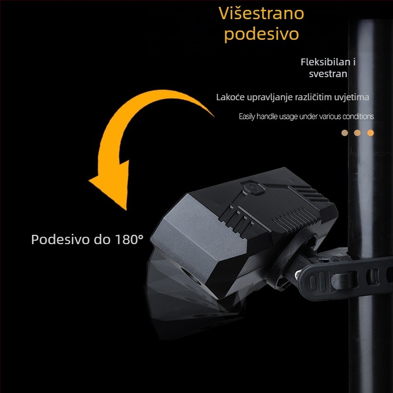 Biciklističko projekcijsko stražnje svjetlo s USB-C punjenjem, ugrađena 1200mAh baterija, montaža trakom – lijevi/desni signal za noćnu vožnju