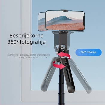 Selfie štap s tripodom i Bluetoothom, sklopiv, ABS + aluminijska legura, universalni