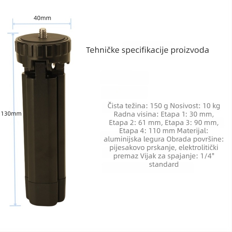Stabilizator projektora s trojnožnim stalka od aluminijske legure, univerzalno, protiv podrhtavanja, četiri razine podešavanja