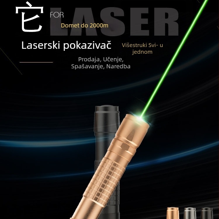 Set lasersko pero svjetiljka, nehrđajući čelik, 3W, domet >500 m, 360° rotacija