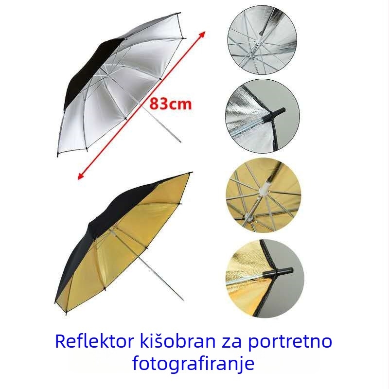 Fotografski kišobran s reflektivnim materijalom (Model 33IN BS+BG, za profesionalnu fotografiju, težina 0.442)