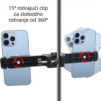 Univerzalna glava stativa za pametne telefone, ABS tijelo, nosivost 2–5 kg, težina 124,5 g