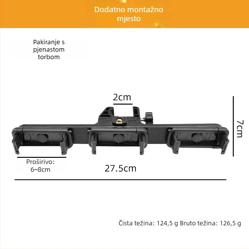 Univerzalna glava stativa za pametne telefone, ABS tijelo, nosivost 2–5 kg, težina 124,5 g