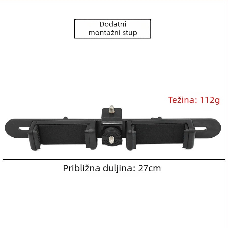 Univerzalna glava stativa za pametne telefone, ABS tijelo, nosivost 2–5 kg, težina 124,5 g