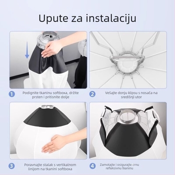 Fotografski dodatak s Baorong bajonetom, sferni difuzor mekanog svjetla za livestream, opterećenje 2-5 kg, materijal plastika/metali