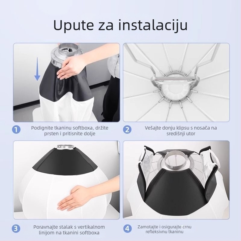 Fotografski dodatak s Baorong bajonetom, sferni difuzor mekanog svjetla za livestream, opterećenje 2-5 kg, materijal plastika/metali