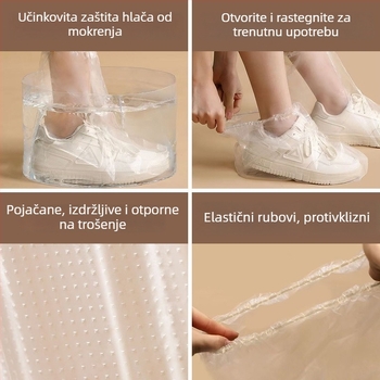 Jednokratne navlake za cipele u kiši, PE materijal, vodootporne, biodegradibilne (0,2 mm debljina)