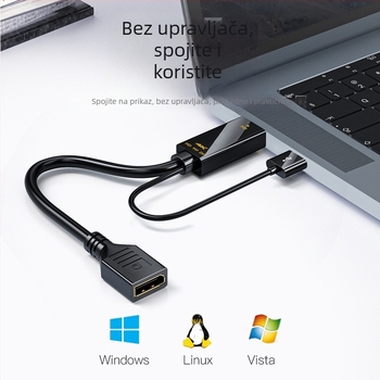 HDMI na DP adapter (4K60Hz, visokokvalitetan čip, duljina kabela 0.25m/1.8m)