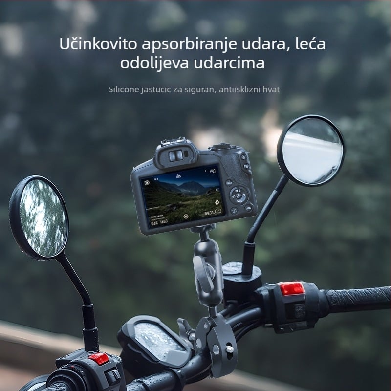 Držač za telefon za motocikl i bicikl, aluminijski univerzalni klip, podesiv, otporan na vibracije, nosivost do 2 kg