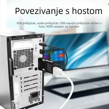 VGA na HDMI adapter s audio konverterom, 1080p, VGA muški – HDMI ženski, za računalo