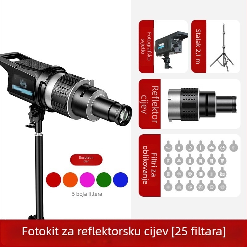 Pribor za objektiv za foto lampu Shenniu Jinbei Hertus Baorong; aluminijska legura; model mm866; LED umetnuta spot leća s optičkim fokusiranjem; nosivost 2–5 kg; težina 1 kg