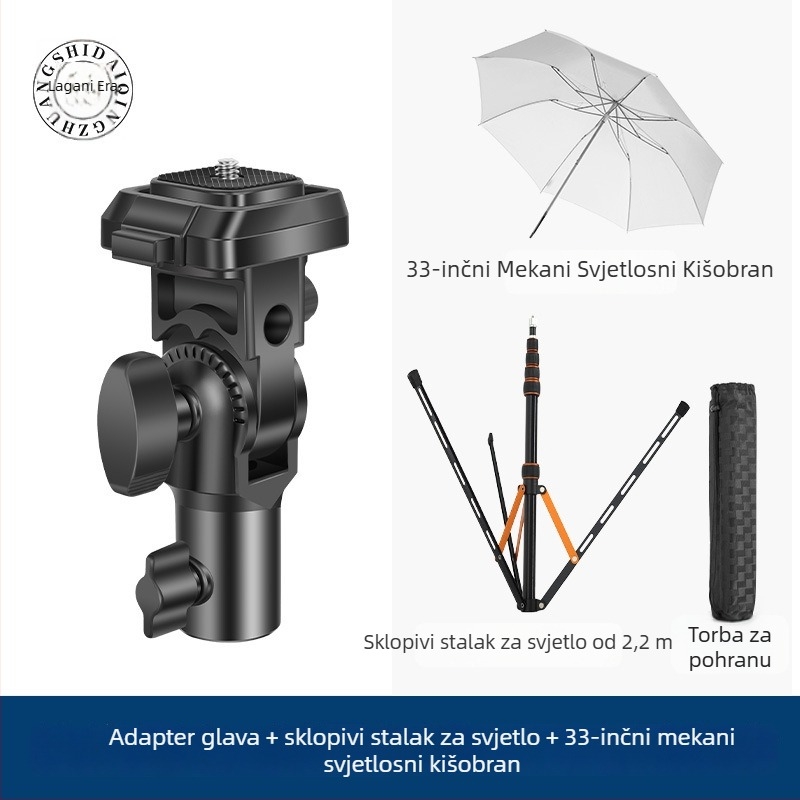 Glava za stativ svjetla Q-K1 s gimbal adapterom — brzo oslobađanje, ABS, nosivost 3 kg, dimenzije 123×70×48 mm