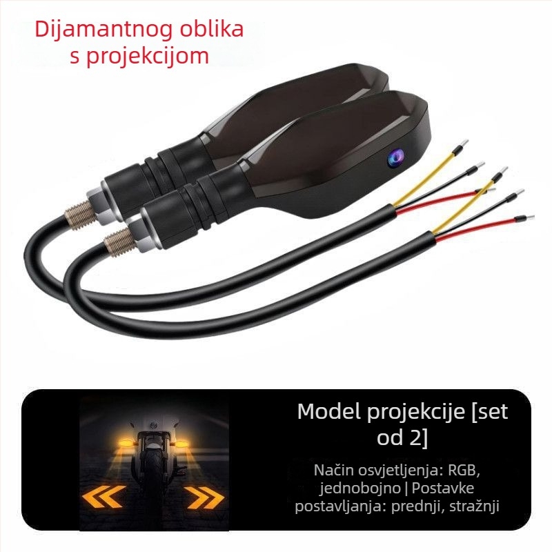 Projektor svjetla pokazivača smjera za motocikl s LED, univerzalna kompatibilnost, 12V, 1A, model 005, ABS+PC