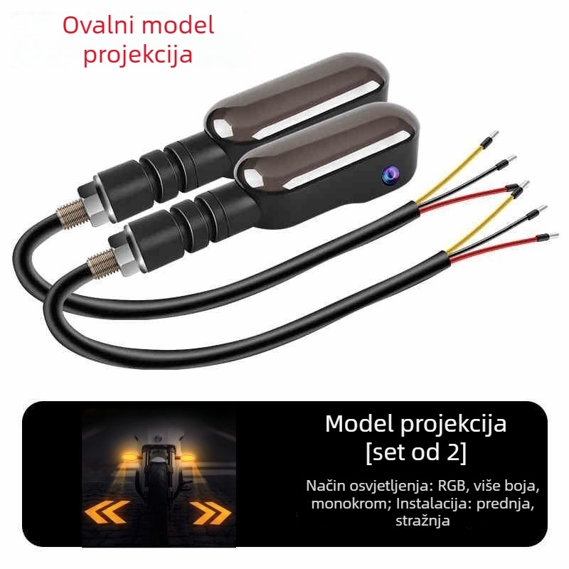 Projektor svjetla pokazivača smjera za motocikl s LED, univerzalna kompatibilnost, 12V, 1A, model 005, ABS+PC