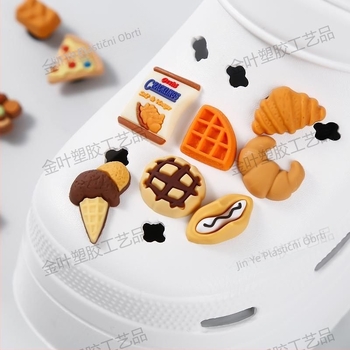 Gold leaf Crocs cvjetni ukrasi za obuće - otklonjivi dekorativni dodaci za sandale i papuče, model Crocs shoe flower, stil Chocolate Bread Series, marka Gold leaf, pogodna za ljeto, zimu, proljeće i jesen