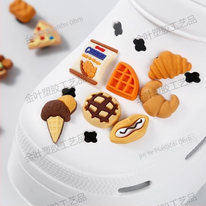 Gold leaf Crocs cvjetni ukrasi za obuće - otklonjivi dekorativni dodaci za sandale i papuče, model Crocs shoe flower, stil Chocolate Bread Series, marka Gold leaf, pogodna za ljeto, zimu, proljeće i jesen
