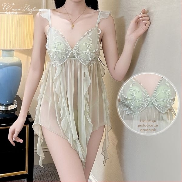 Suknja od poliestera s visokim strukom, prorezani gazirani trake, seksi stražnji dizajn, za kućnu uporabu