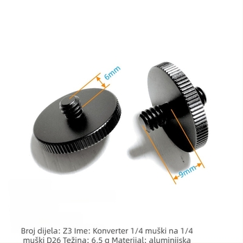 Glava stativa s konverzijskom maticom 1/4–3/8 i gumbom za ploču za brzo oslobađanje, aluminijska legura, model Z, nosivost 2–5 kg