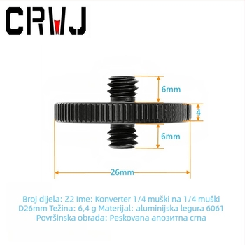 Glava stativa s konverzijskom maticom 1/4–3/8 i gumbom za ploču za brzo oslobađanje, aluminijska legura, model Z, nosivost 2–5 kg