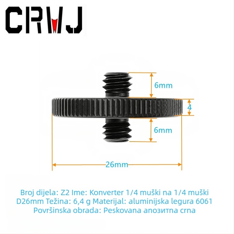 Glava stativa s konverzijskom maticom 1/4–3/8 i gumbom za ploču za brzo oslobađanje, aluminijska legura, model Z, nosivost 2–5 kg